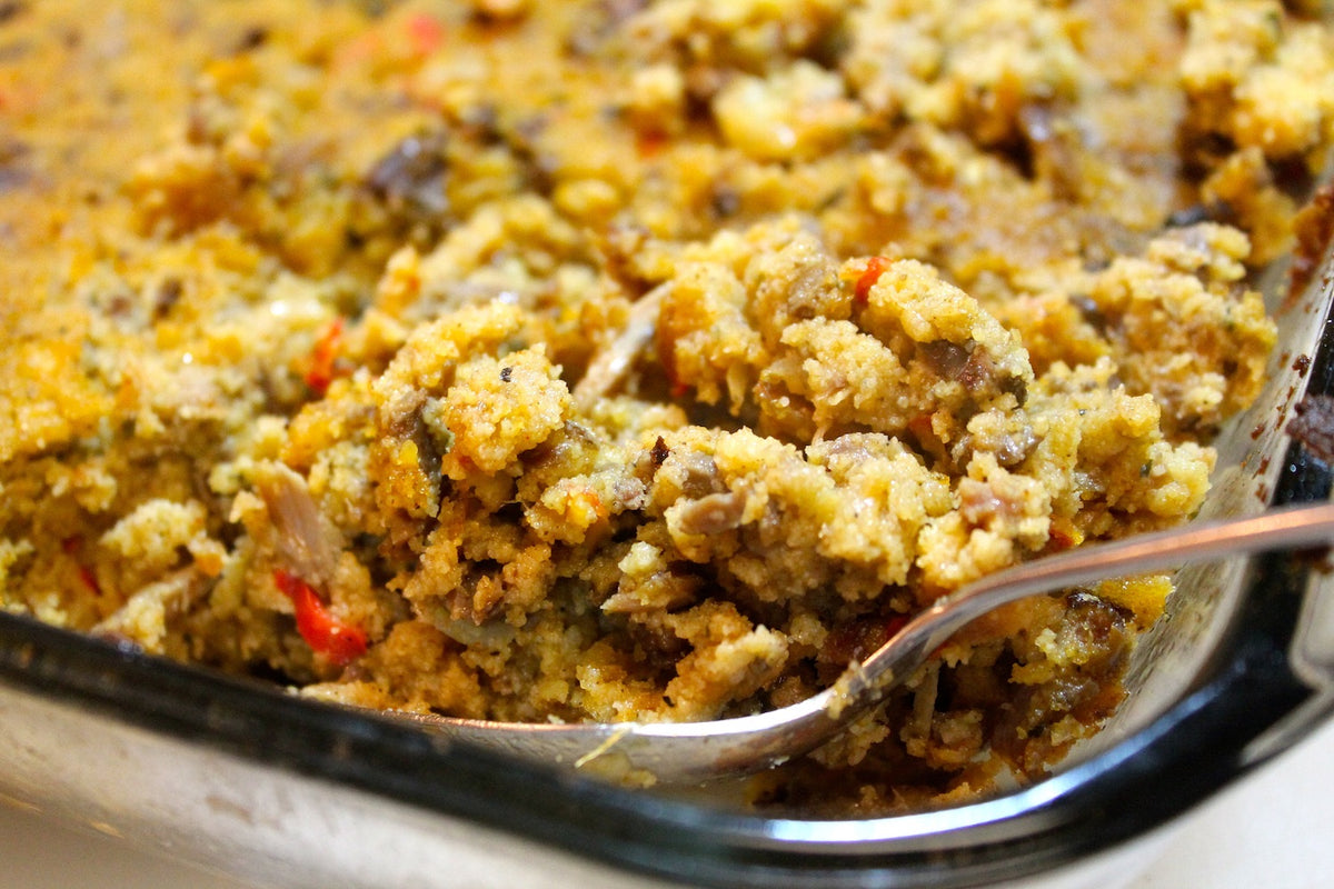 Vegan Cornbread Dressing (feeds 8-10) available for pickup 11/25/26